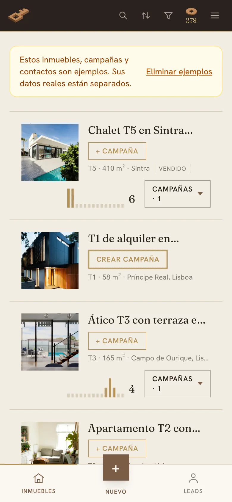 El inmueble en la aplicación