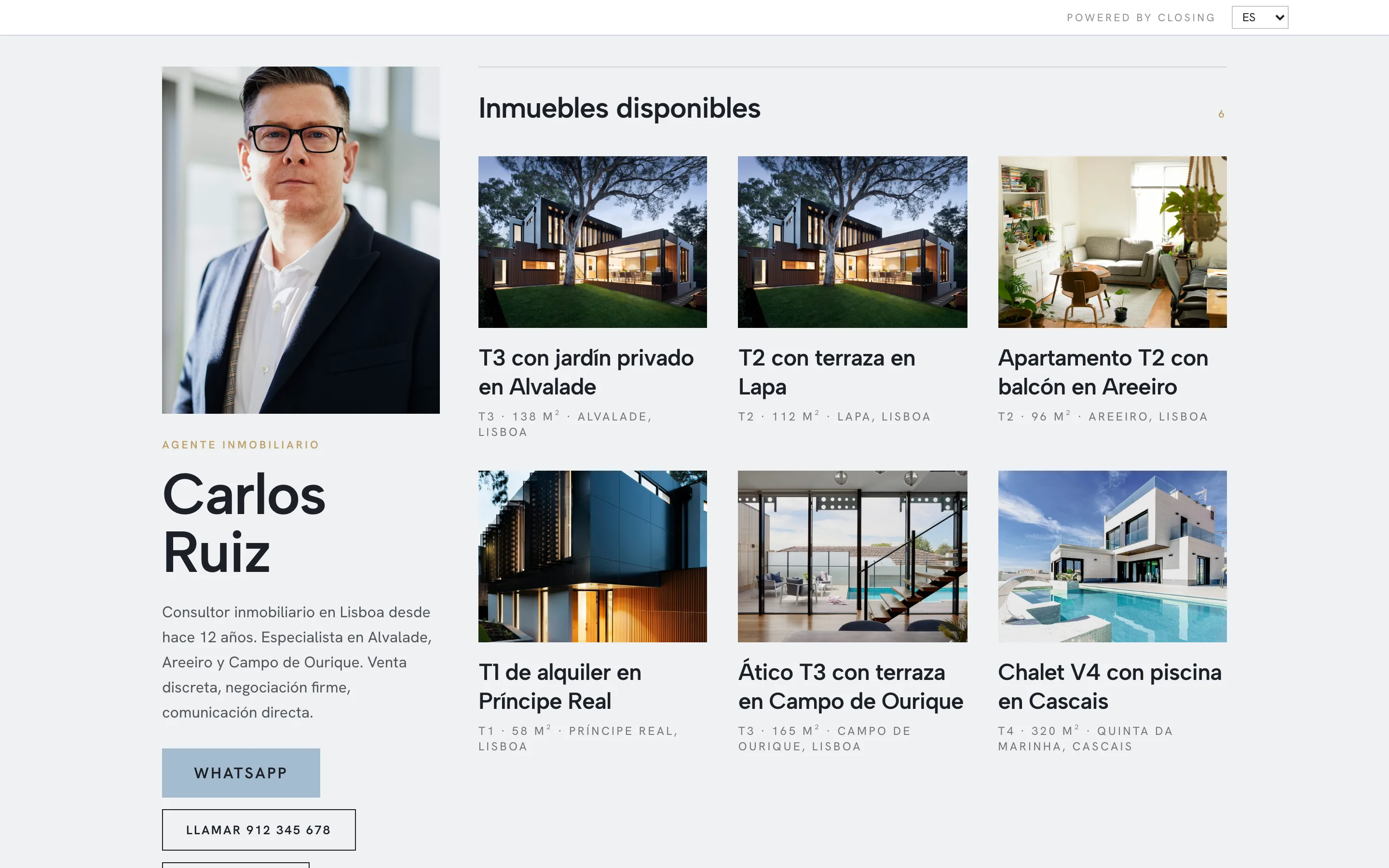 Ejemplo de web de consultor, estilo Escritorio